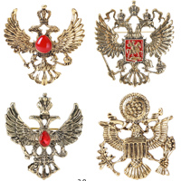Alloy Double Headed Eagle Brooches for Women Unisex Russian Coat of Arms Pins Banquet Party Backpack Gifts Jewelry Accessories