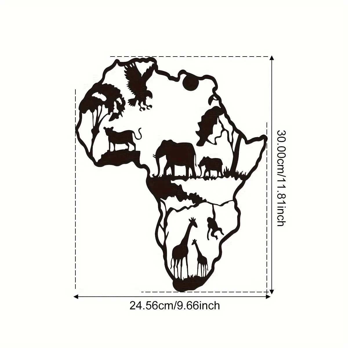 CIFbuy 1 szt. Afrykańska mapa zwierząt żelazna do wnętrz na zewnątrz, dekoracja wnętrz, świetnie nadaje się do sypialni w salonie, 11.81*9,66 cala
