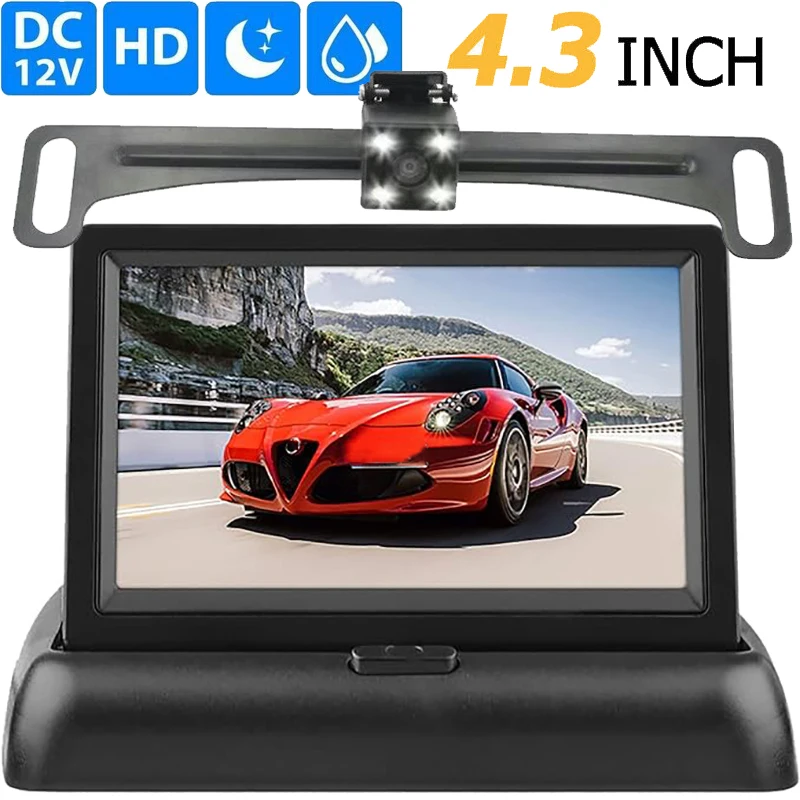 

Car Rear View Backup Camera 4.3inch HD Display LCD Monitor Parking System Full Set For Pickup Van RV Easy Installation