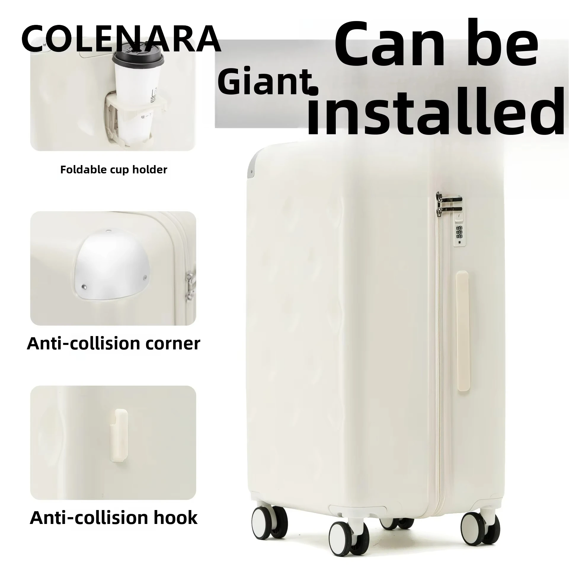 COLENARA New Luggage 20“24”26 Inch PC Boarding Box Large Capacity Multi-function Trolley Case USB Charging Cabin Suitcase