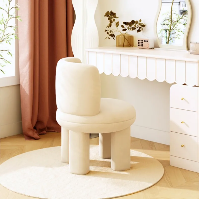 

MOMO Makeup Stool Vanity Chair Bedroom Dressing Table Chair Home Round Pier Stool Light Luxury Chair Cream Wind Single Chair