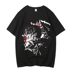 Japanese Anime Berserk Guts Tshirt Retro Vintage Graphic Tees Men Harajuku Cotton Casual Short Sleeve Tshirt Tops Unisex