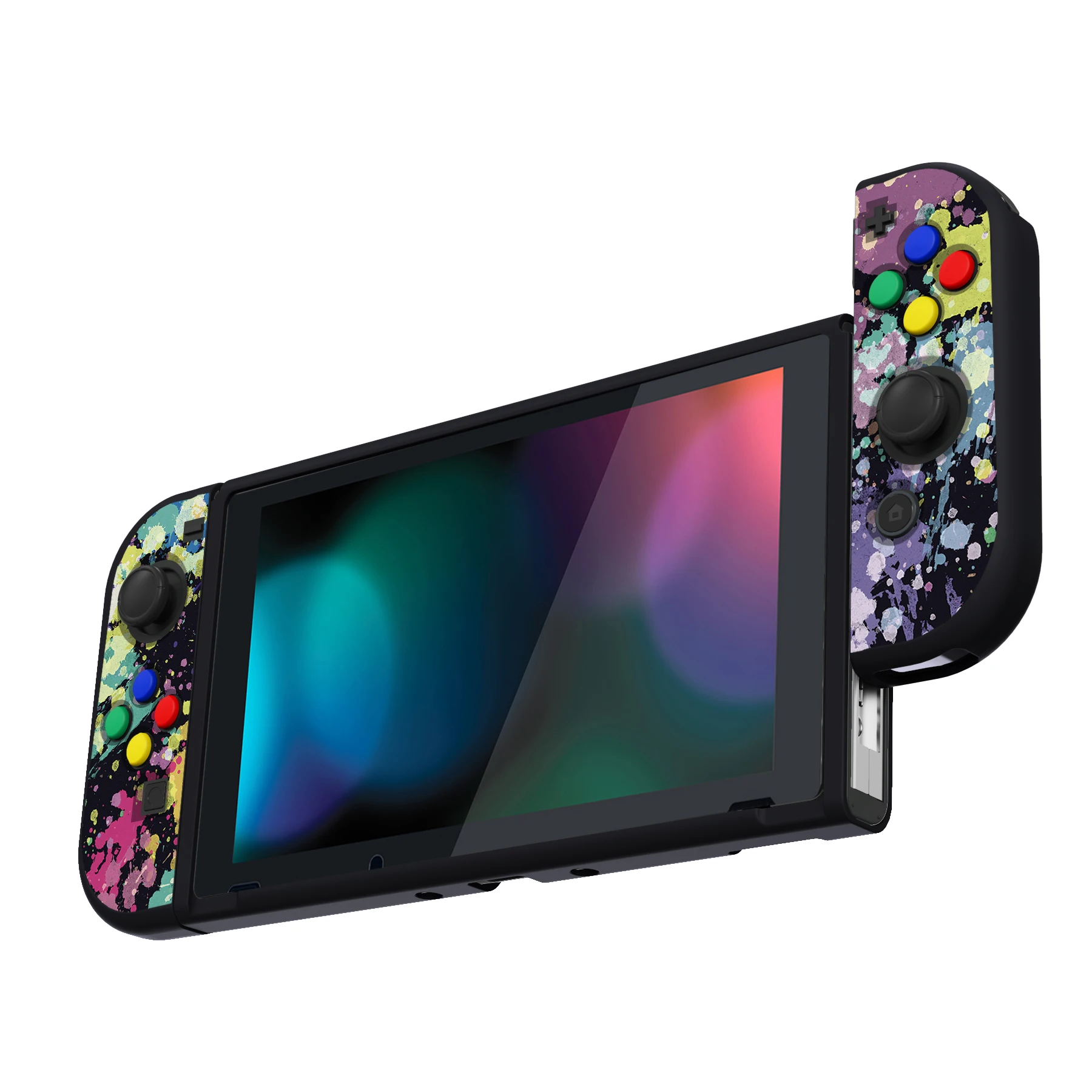 PlayVital Soft TPU Protective Slim Case Cover with Colorful ABXY Direction Button Caps for NS Switch JoyCon Console