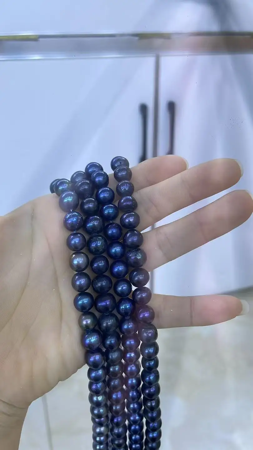 Natural AA Freshwater Pearl Beads High Quality Black Round Pearls Beads For Jewelry Making DIY Women Bracelet Necklace Earrings