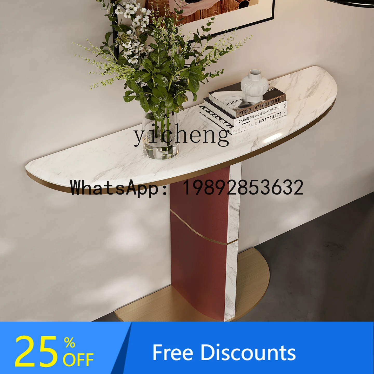 

Modern Light Luxury High-End Luxury Stone Entryway Table Simple Italian Art Style Entryway Console