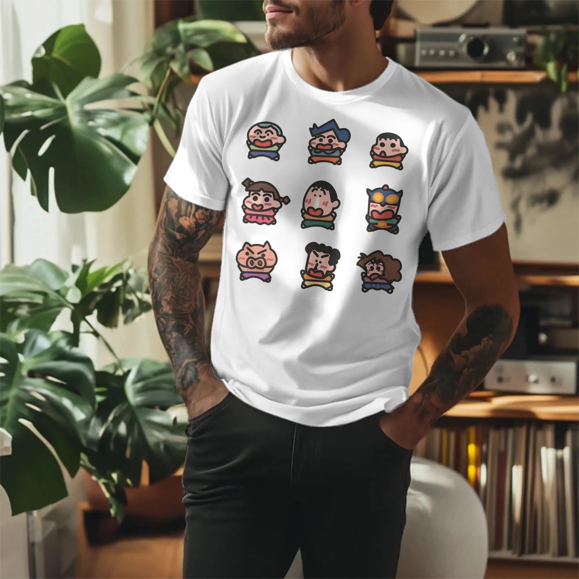 Streetwear Crayon Shin-chan T Shirt Unisex O-neck Short Sleeve Clothes Boochan Shiro Nene Toru Kamen Cotton Summer Top Tee