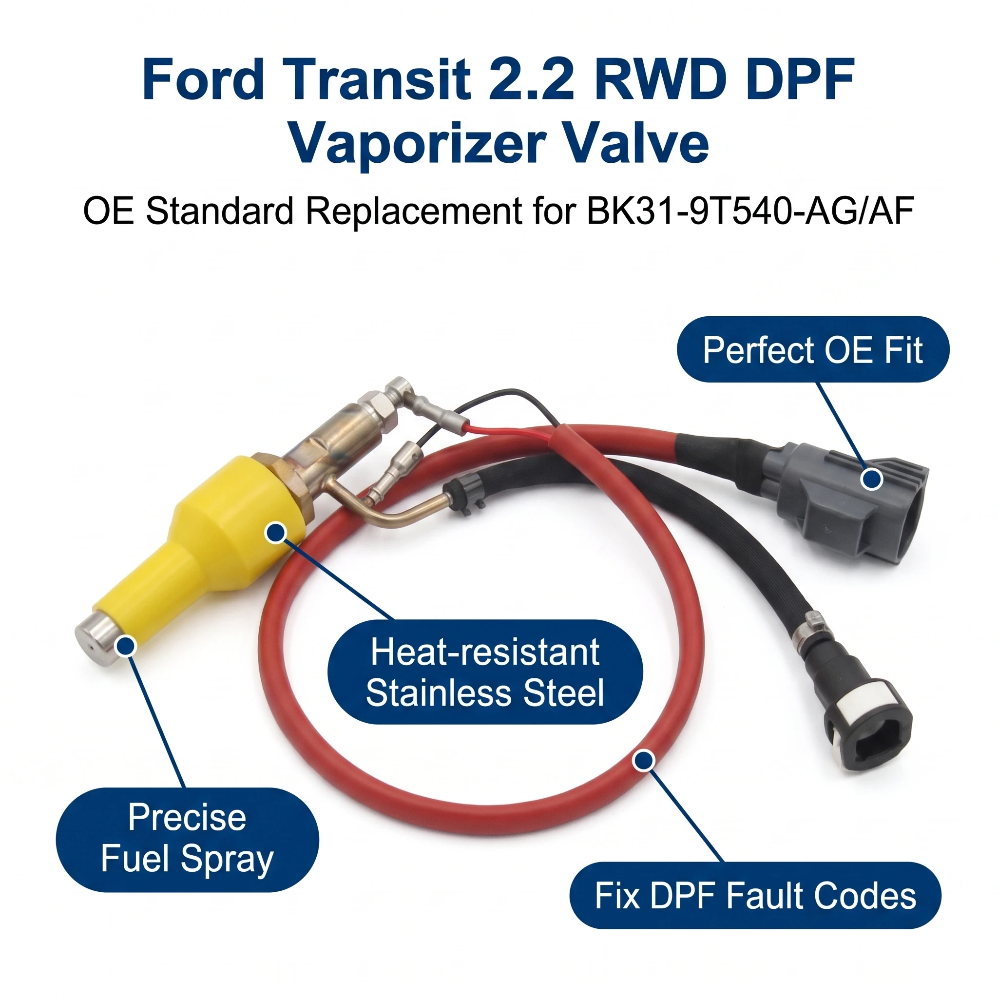 DPF Vaporiser Valve Fuel Vapour Valve Transit 2.2 RWD Injector for Ford Transit MK8 1940311 2039911 BK31-9T540-AG BK31-9T540-AF