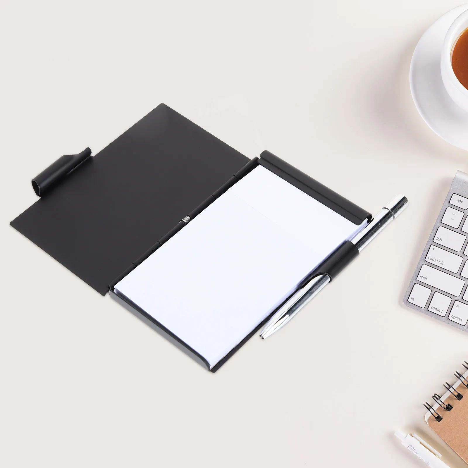 

2Pcs Portable Metal Notepad with Pen Smooth Writing Paper Refillable Pocket Journal for Daily Reminders and Lists