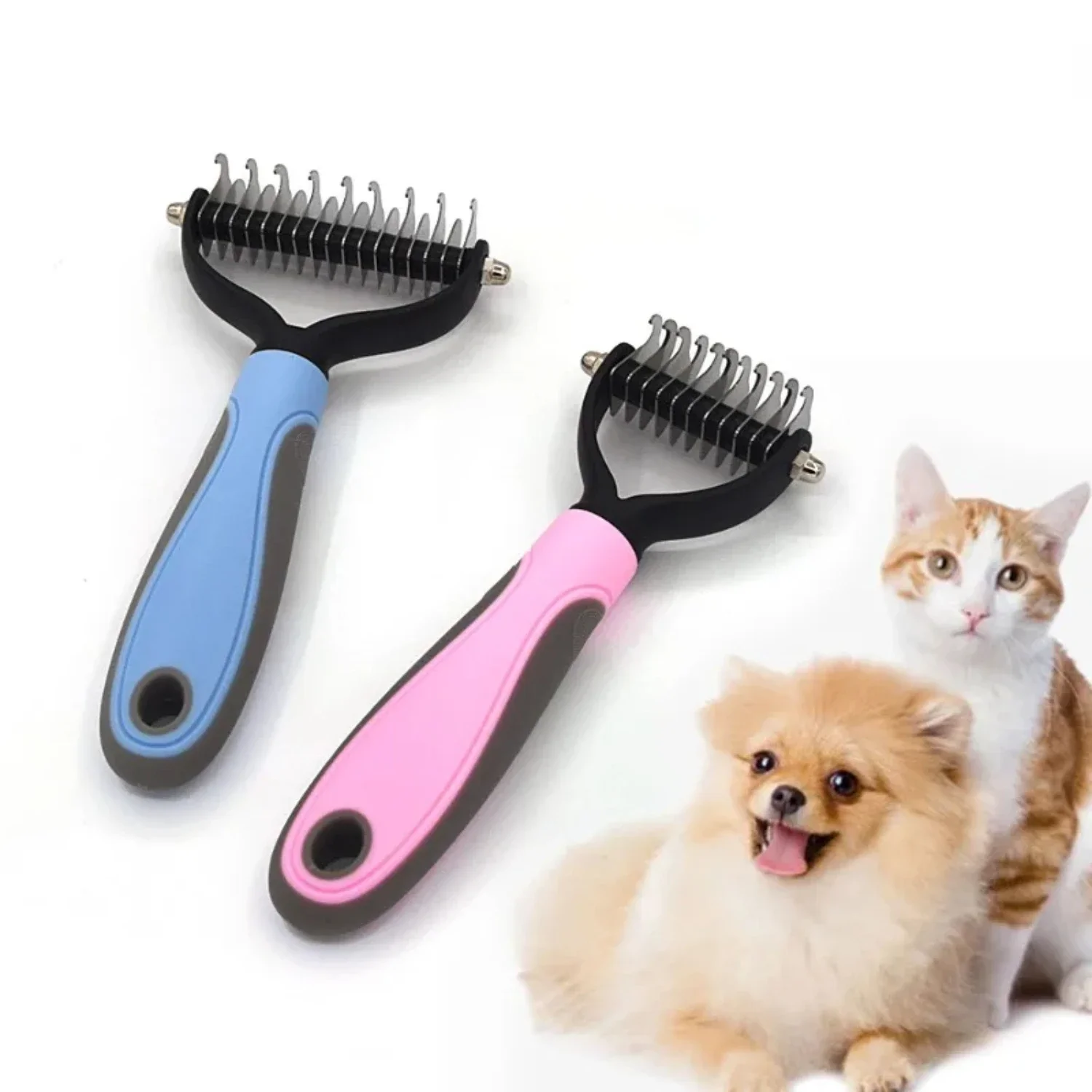 

Double Knot Self Cleaning Pet Hair Remover Comb - Gentle and Effective Grooming Tool for Cats and Dogs. Convenient Essential Cat