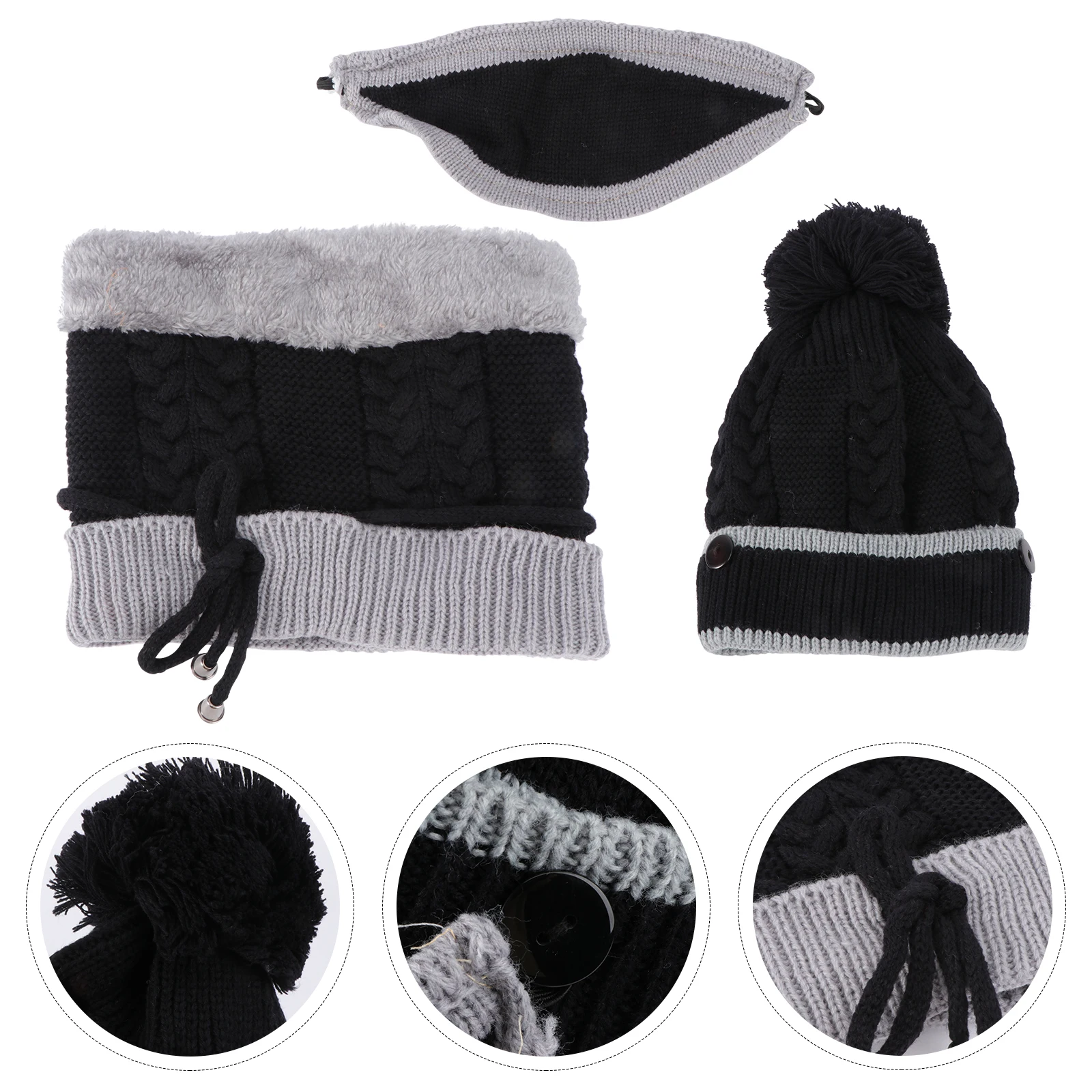 

1 set Warm Scarf Set Thicken Hat Knitting Mask Beanie Windproof Pink Infant Woolen Yarn Comfortable Durable Long Wear Novel