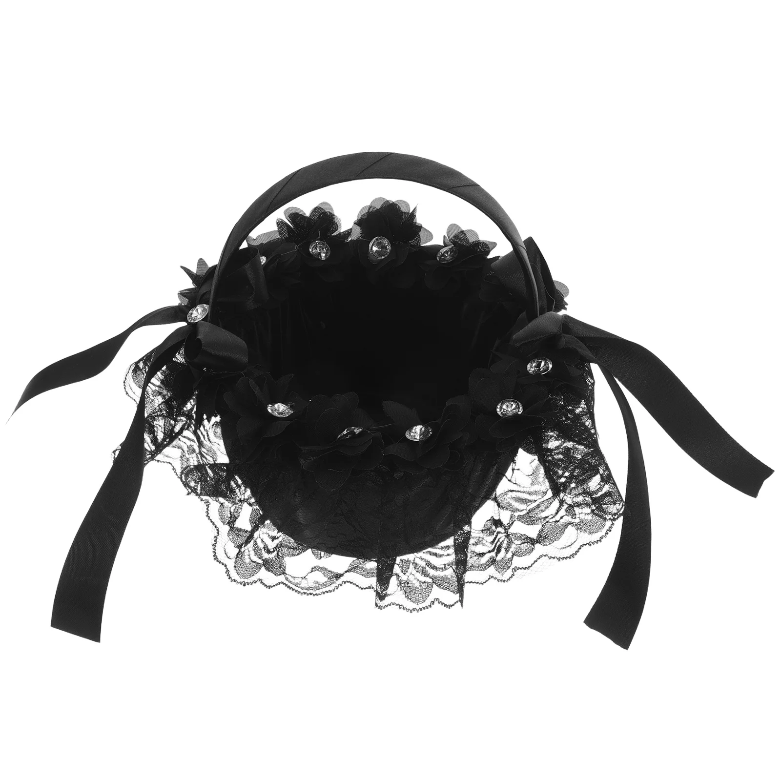 سلة تخزين منسوجة باللون الأسود، سلة زهور محمولة لحفلات الزفاف، سلة زهور صغيرة محمولة لتزيين المنزل #6