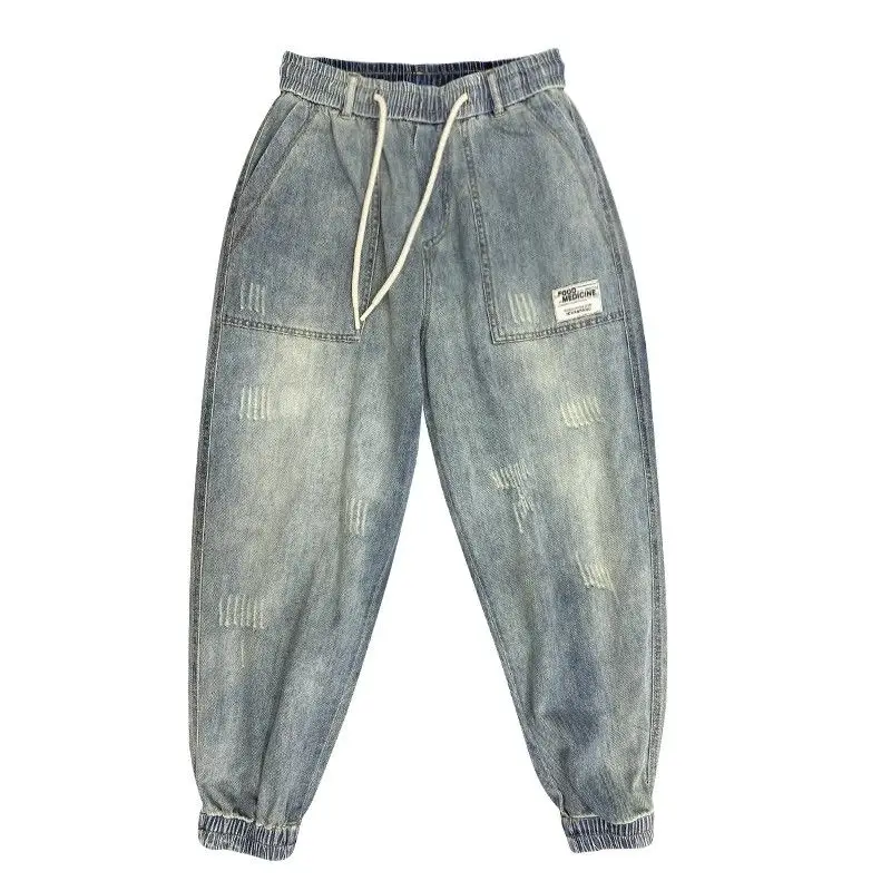 Men Clothing Trendy Brand Jeans CowBoys Summer Loose Washed Harlan Pants Designer Men's New Casual Cargo Baggy Work Pants Men