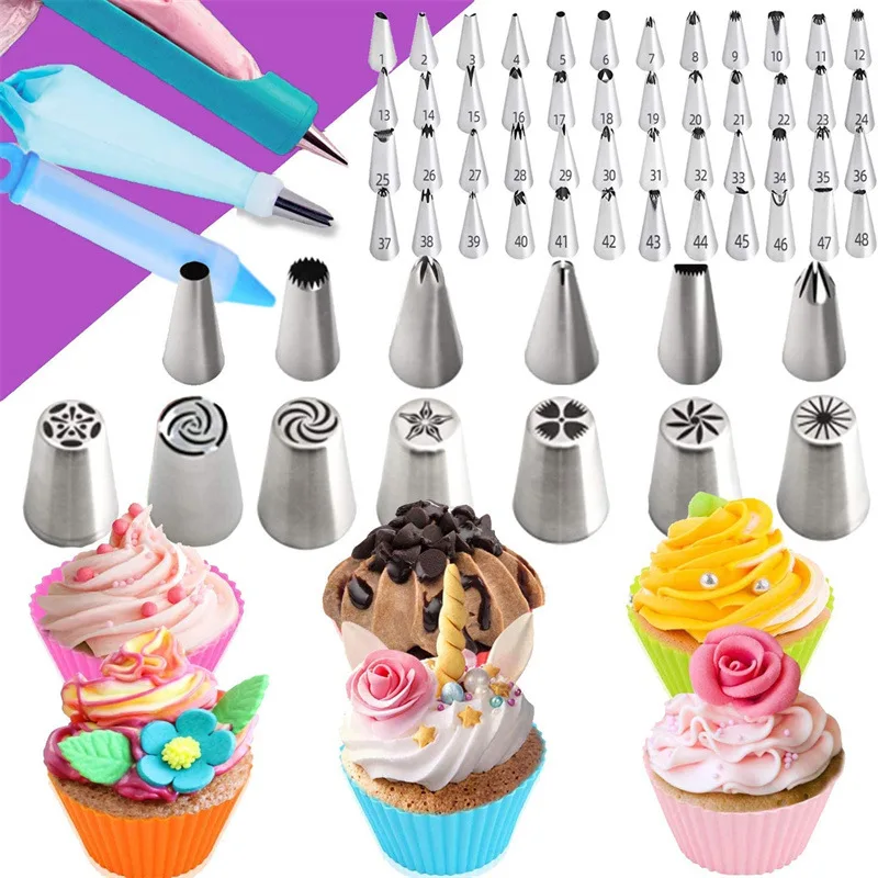 Stainless Steel Cake Tools Kit, Turntable, Rotating Cake Stand, Decorating Tips Set, Baking Pan, Fondant Tool, Mold Sets, 492Pcs