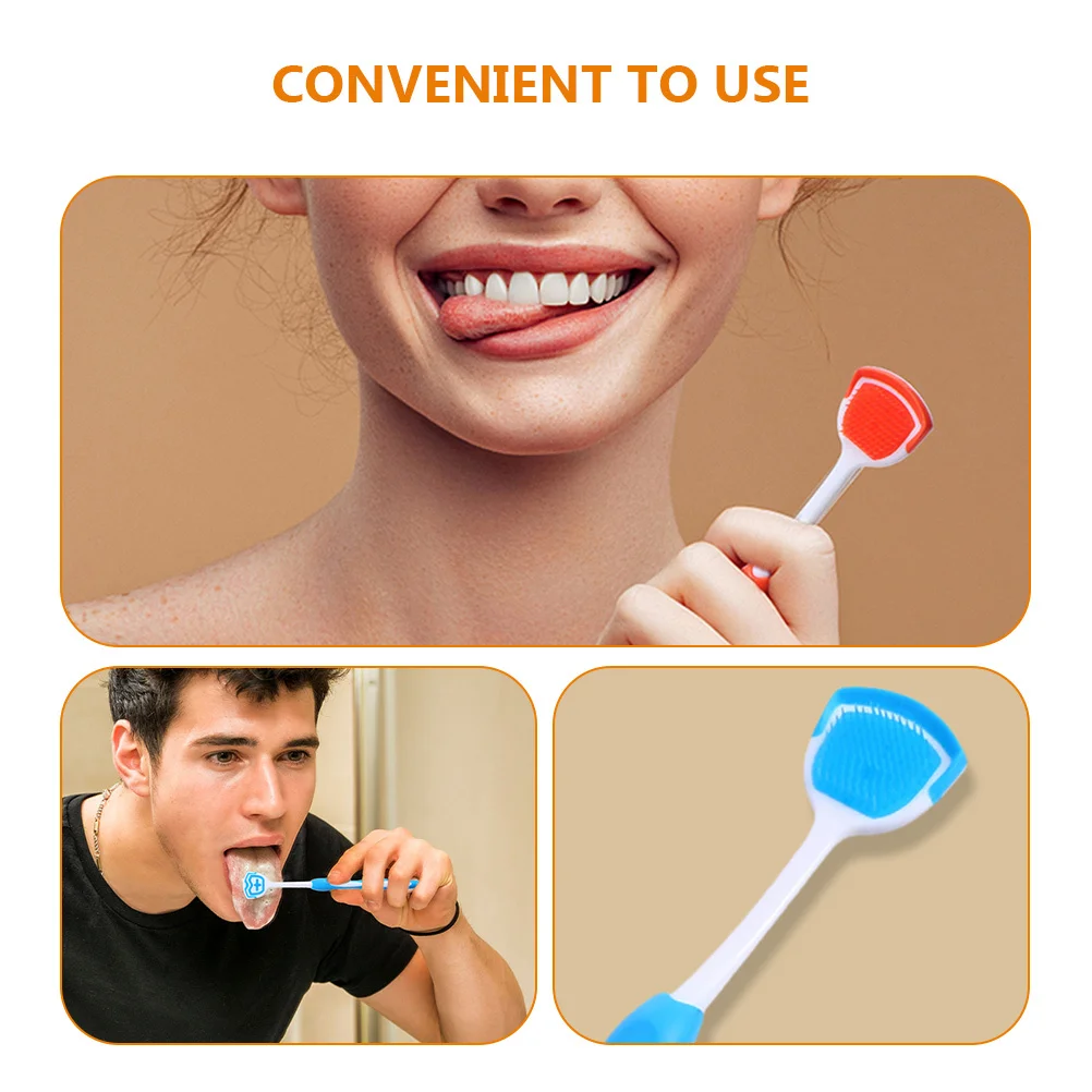 

2pcs Scrapers For Adults Ergonomic Portable Tongue Cleaning Tool Extra-Wide Brush Head Breath Freshening Dental Care Tongue