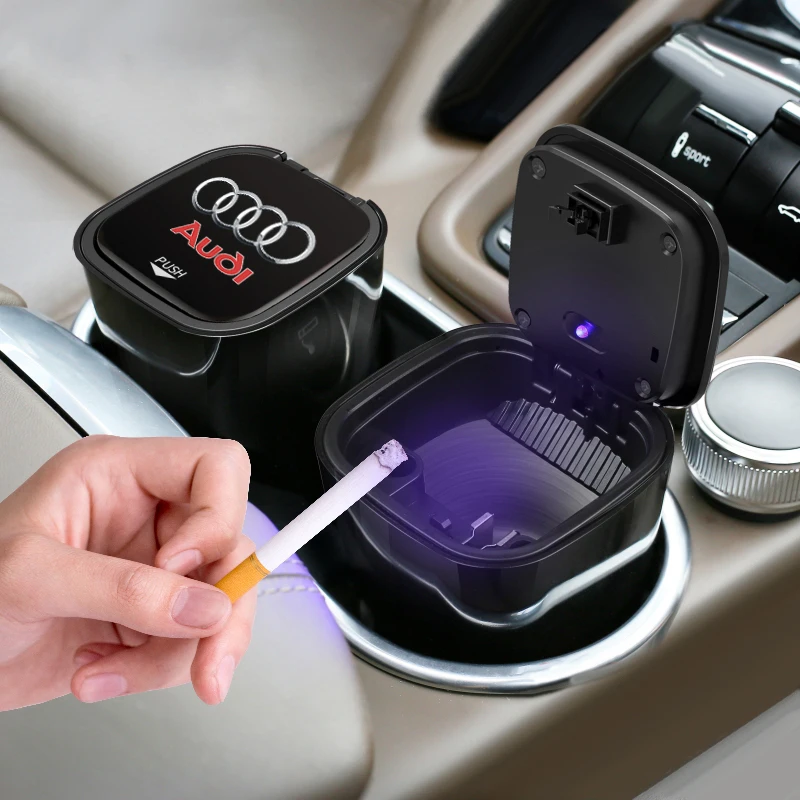 High-Grade Car Ashtray With Led Lights With Logo Creative Personality For Audi SLine S4 S5 S6 S8 RS3 RS4 RS5 RS6 A3 A4 A5