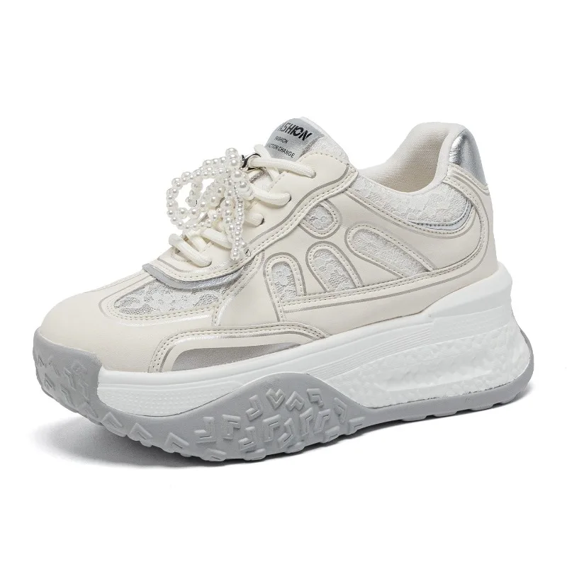 Women's Sneakers Designer Mesh Sports Shoes Pearl Breathable Luxury Casual Thick Bottoms Dad Sports Shoe Zapatos Envios Gratis