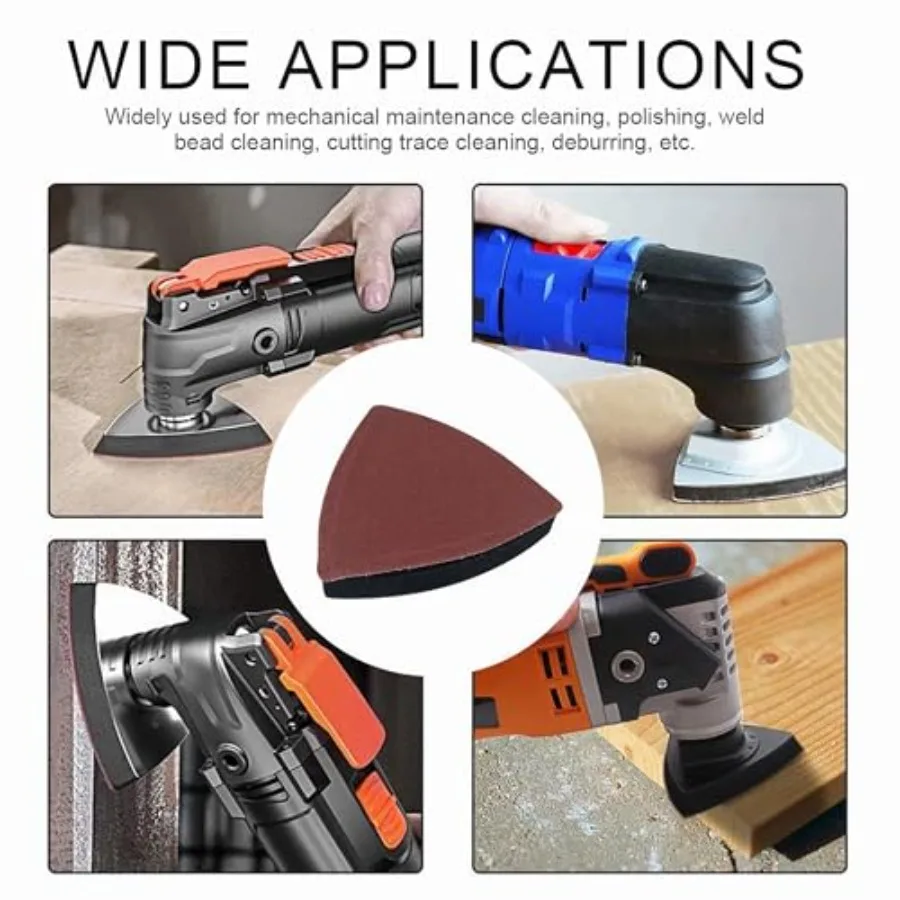 133PCS Oscillating Tool Sanding Pads Kit with 125 Sandpaper Includes 2 Triangular Sanding Pads and 6 Triangular Scrubbing Pads