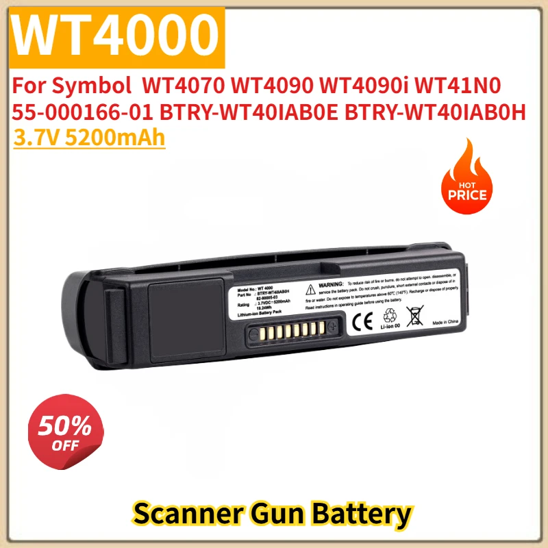 

WT4000 High Quality Scanner Gun Battery 3.7V 5200mAh for Symbol WT4090 WT4090i WT4070 55-000166-01 BTRY-WT40IAB0E BTRY-WT40IAB0H