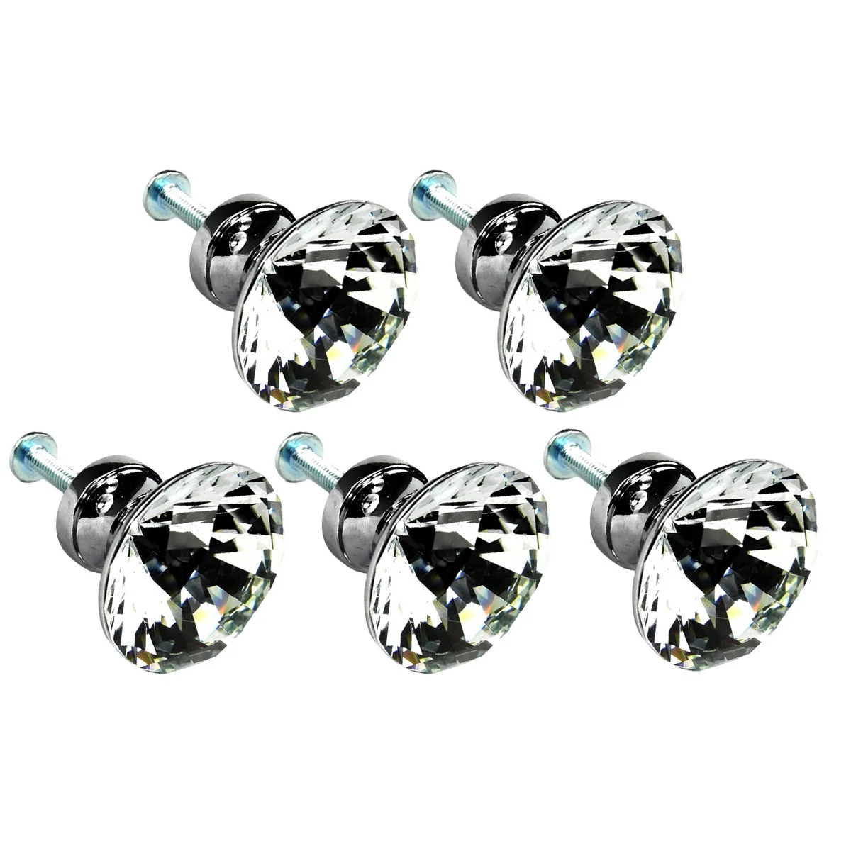 

5Pcs Clear Crystal Glass Knobs 30Mm Easy Install Cabinet Pulls for Kitchen Drawer Door Chest Dresser Hardware