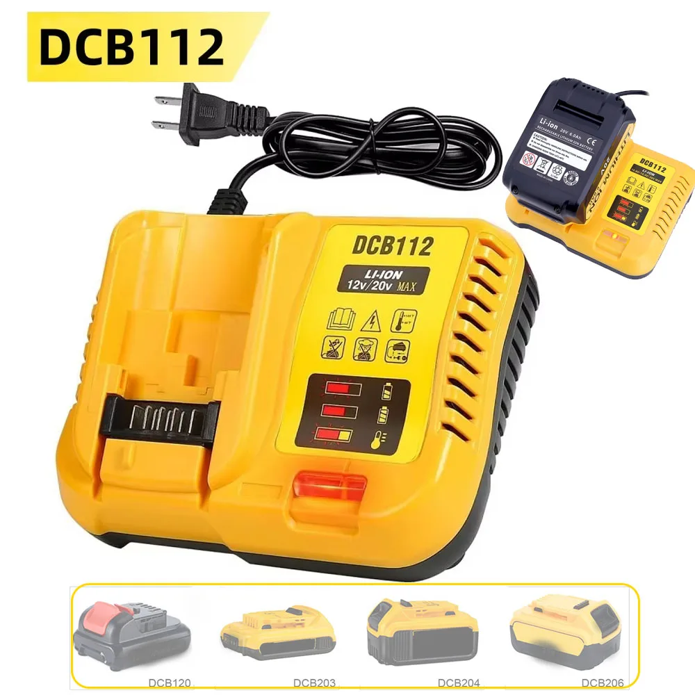 

Зарядное устройство DCB112 со светодиодной заменой для аккумулятора Dewalt 10,8/12/14,4/20 В DCB201 DCB200 DCB612 DCB609-2 DCB609 DCB606