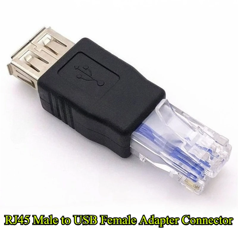 

1-10Pcs NEWEST Crystal Head RJ45 Male to USB 2.0 AF A Female Adapter Connector Laptop LAN Network Cable Ethernet Converter plug