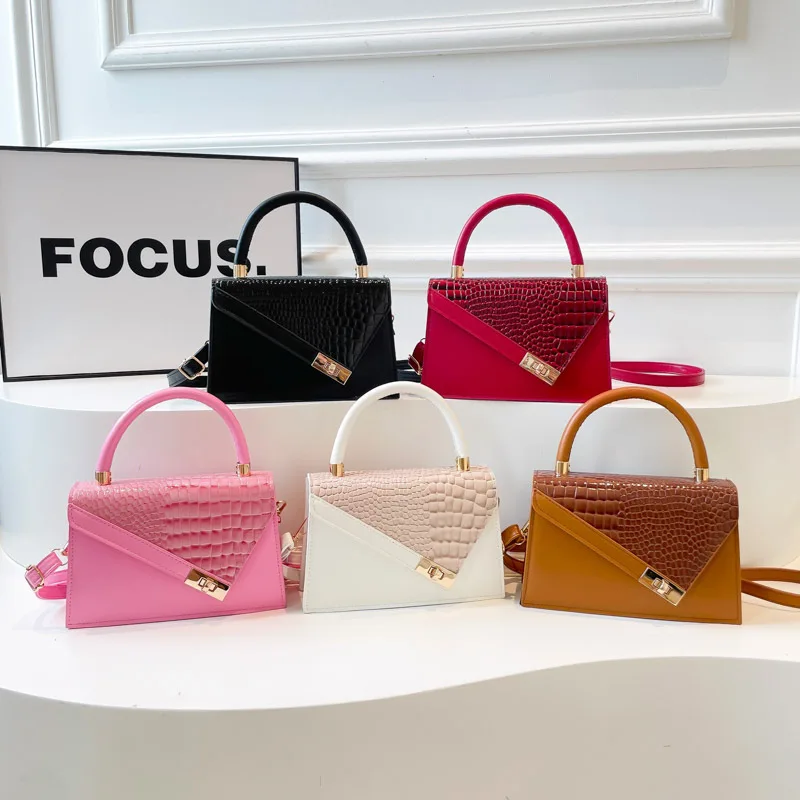

2025 New Stone Texture Bag Women Vintage Minimalist Lock Solid Commuter Shoulder Crossbody Handheld Square Purse