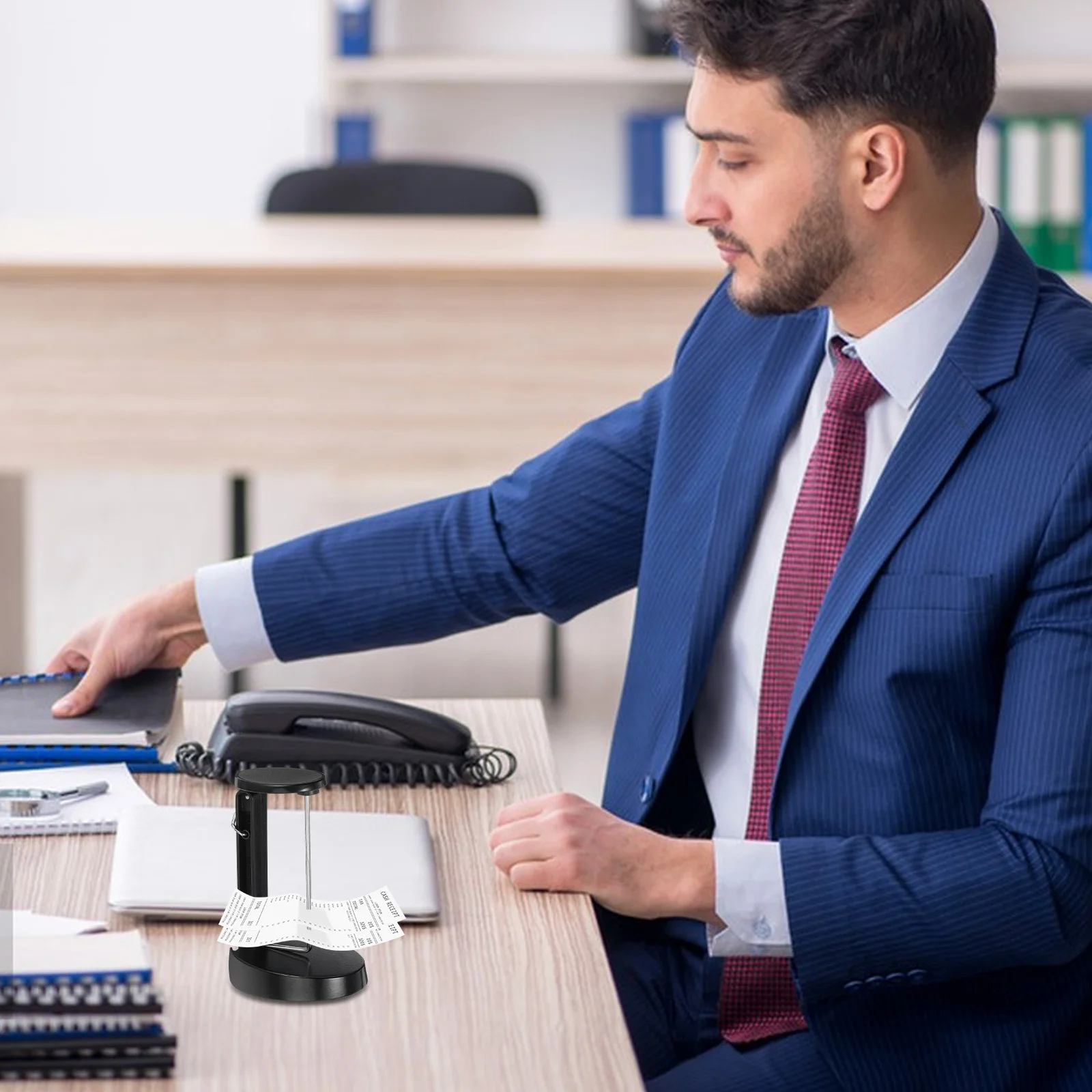 Imagen 7: Organizador de notas de cocina para restaurante, oficina, soporte de pico de recibo de acero inoxidable, Base resistente, punta de recibo