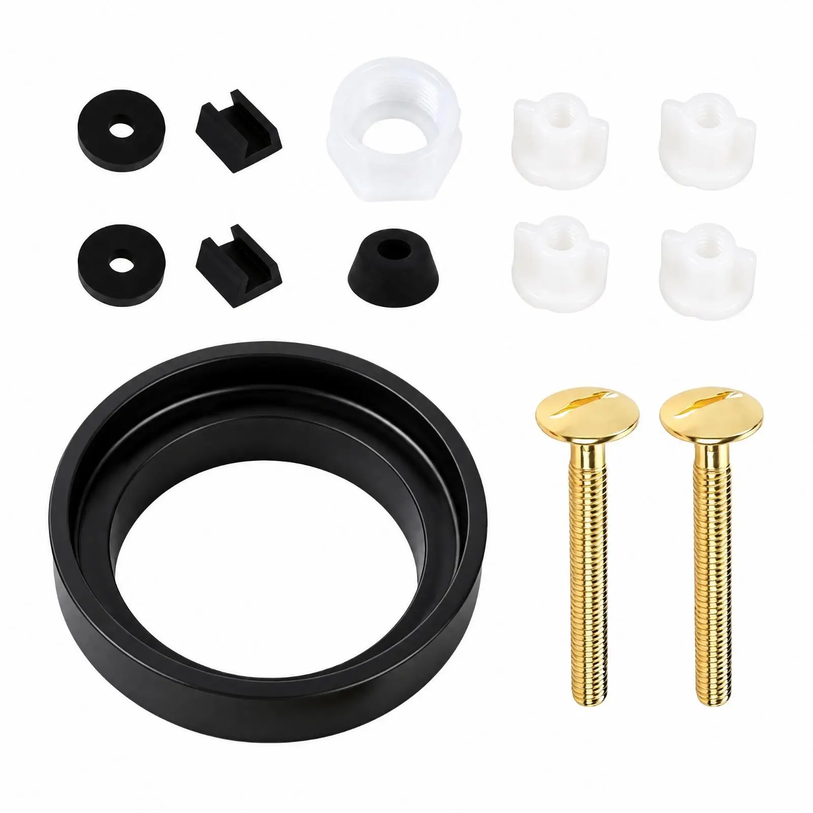 Toilet Repair Kit with Fixing Bolts Rubber Gasket and Support Components for Leak Resistant Tank Connection