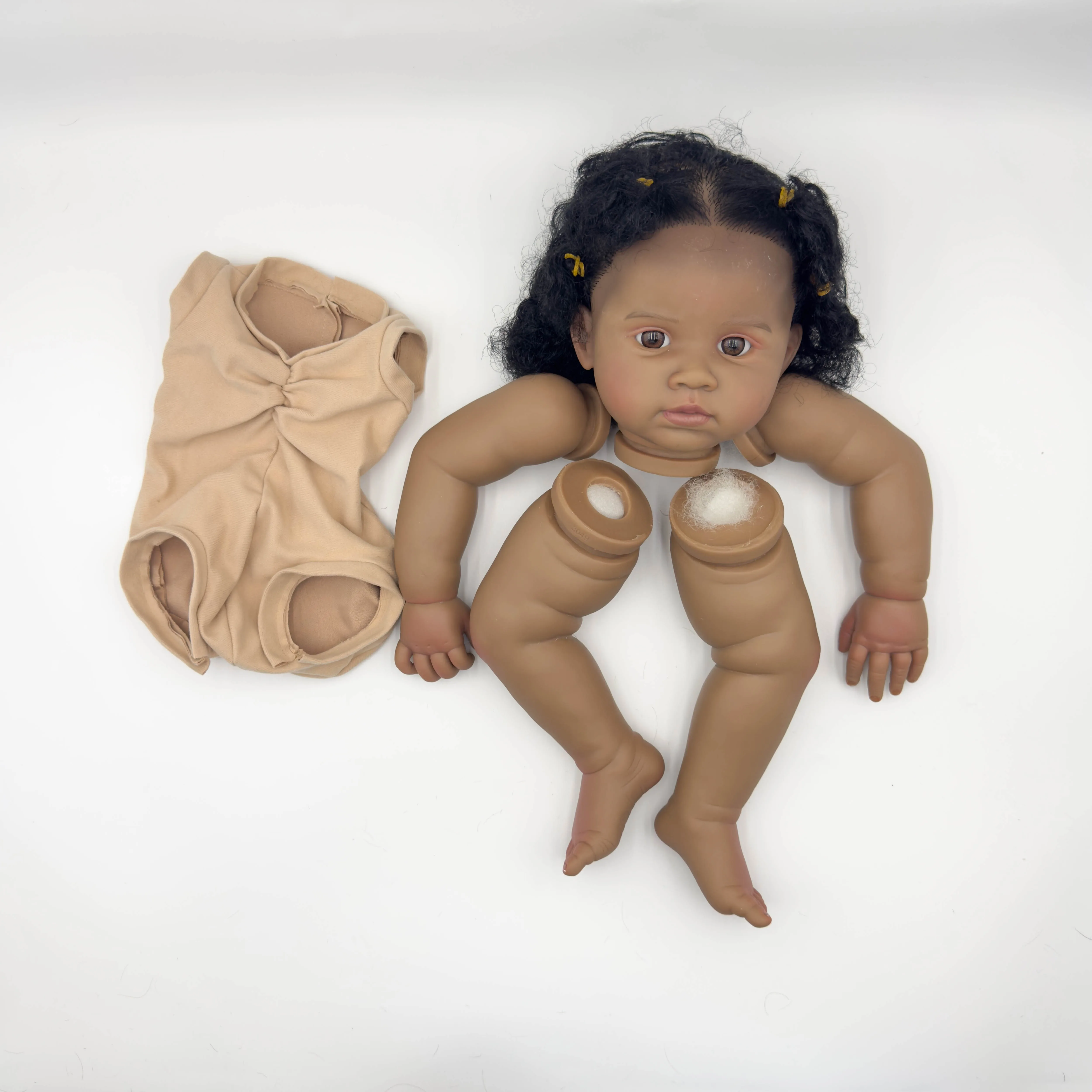 

NPK 22-дюймовая реалистичная темная кожа, набор кукол Reborn, незаконченные окрашенные детали куклы с ручными укорененными волосами для коллекционеров