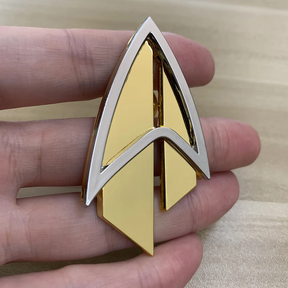 Almirante JL Picard Pin el comunicador de próxima generación broches de Pin dorado insignia accesorios de estrella insignia Rek Metal