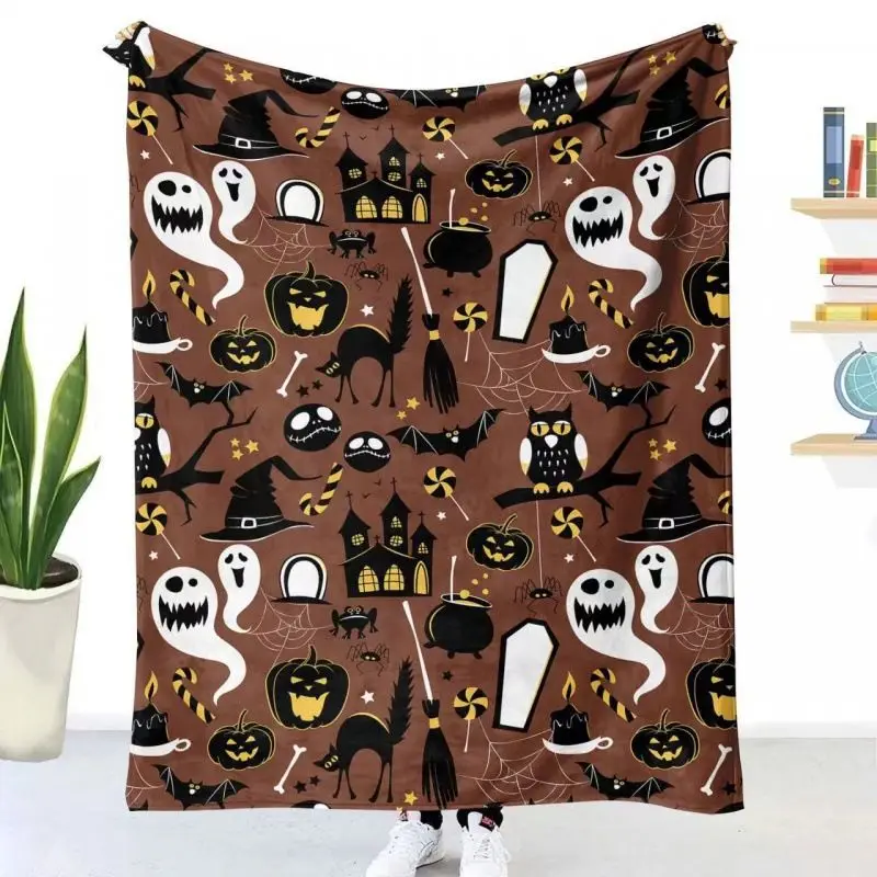 

New Kawaii Halloween Blanket Pumpkin Festival Student Dormitory Flannel Blanket Sofa Cover Blankets Nap Blanket Girl's Gift Toys