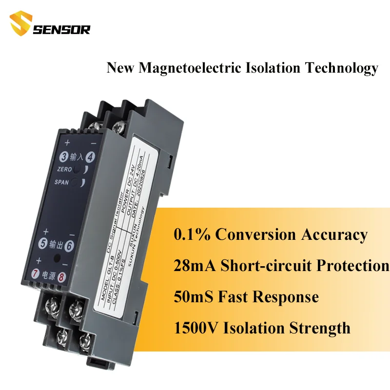 DC-10A- 10A -2000V- 2000V Voltage Transducer 4-20mA/0-5V/10V/75mV Signal Isolated Converter DC Signal Isolator Analog Condictor