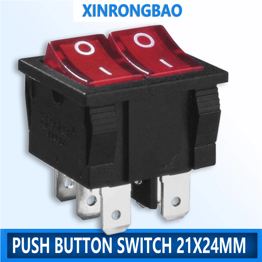 5PCS 21x24mm SPST Rocker Boat Switch 6Pin 2 Position ON-OFF Two-Way 10A/250VAC Snap-in on/Off Rocker Switch Push Button Switch