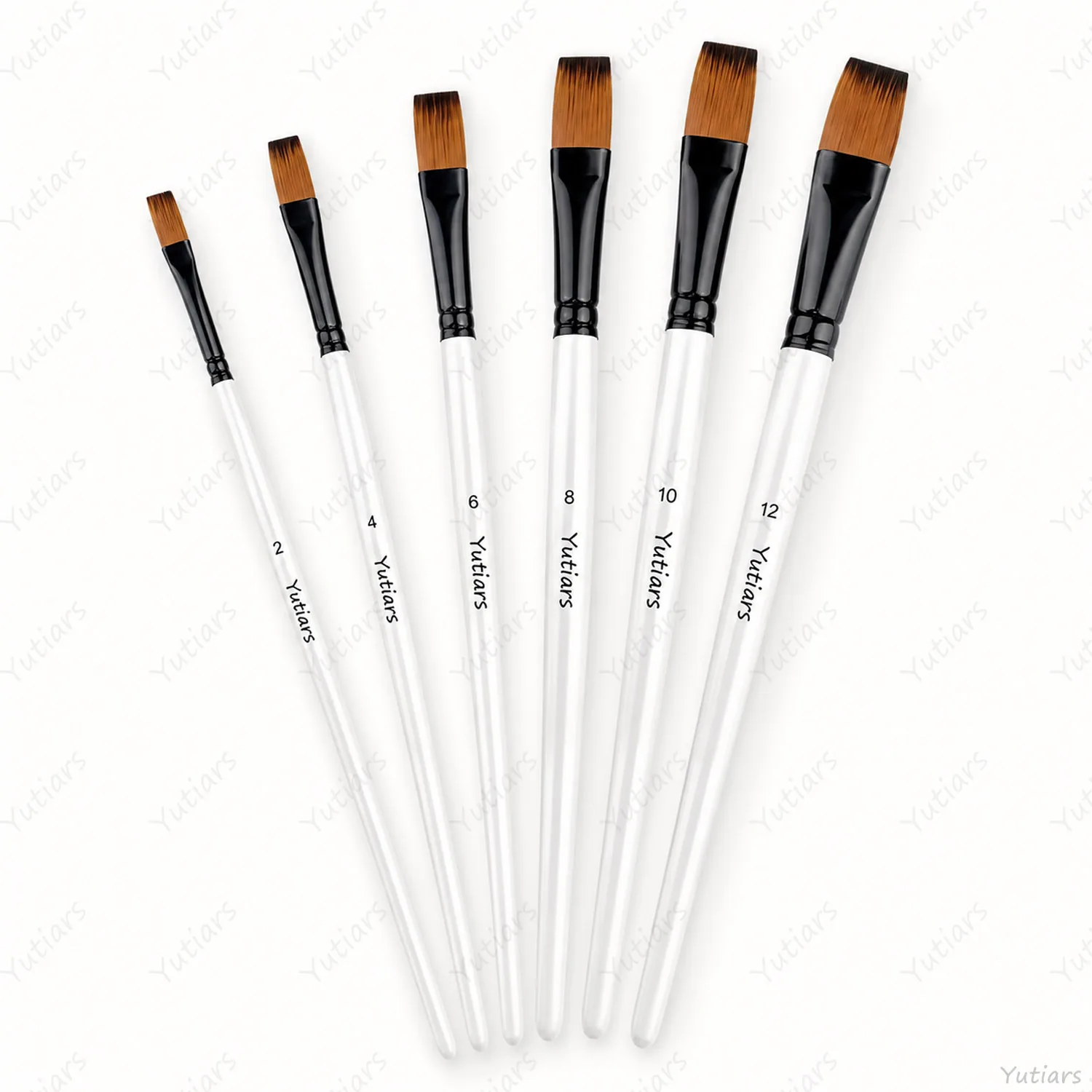 6pcs Flat Pointed Angle Filbert Round Paint Brush Set Watercolor Acrylic Oil Painting Detail Liner Artist Brush Tool Kit