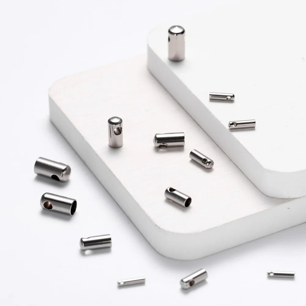 10pcs 0.9mm-4mm Stainless Steel Clasps Hooks Cords End Caps Cord For DIY Jewelry Making Leather Cord Clasp Bracelet Accessories