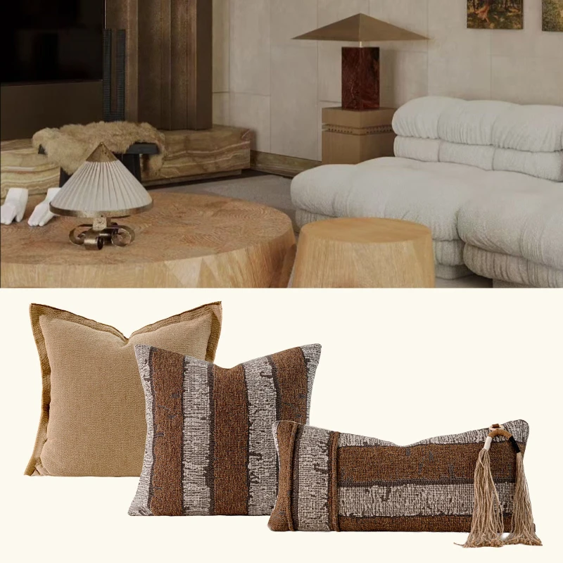 30X65/50X50CM Brown Stripes Throw Pillow Cover Nordic Antique Stamping Waist Cushion Cover Decor Home Decorative Pillowcase 2026