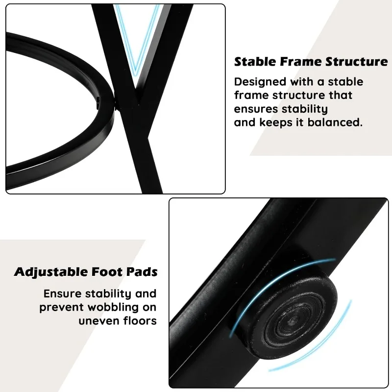 47インチ ラウンドディナーテーブル 4人用 6人用、金属脚付き小さな円形ダイニングルームテーブル、モダンなファームハウスの素朴なキッチンテーブル