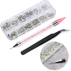 New Multi-Size Nail Rhinestones 3D Crystal AB DIY Nail Art Decorations Diamond Gem Glitter Nails Point Drill Pen Makeup Stones