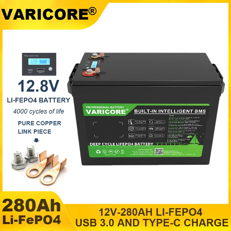 12V 200Ah 180Ah 310Ah LiFePO4 batterij 12.8V Lithium ijzerfosfaat voor campers, golfkarren, off-road, off-grid, zonne-energie en windenergie batterijen
