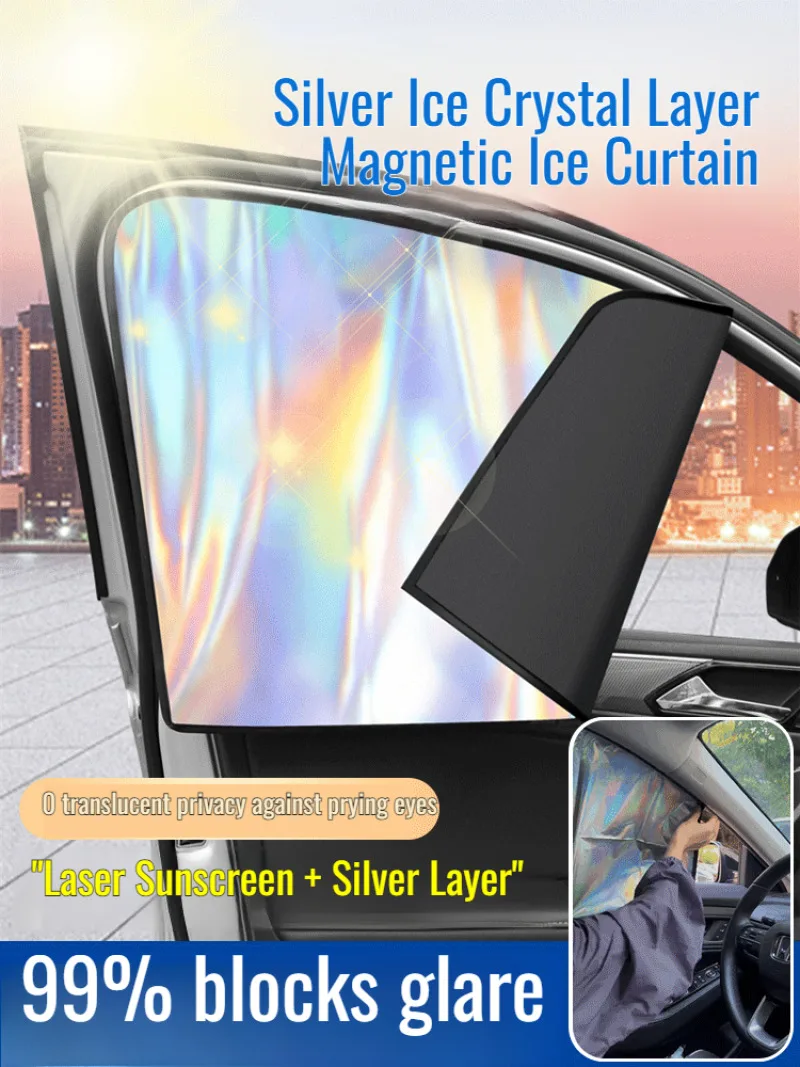 Laser Titanium Silver Front Gear Sunshade, protetor solar incorporado cartão universal, isolamento térmico, verão