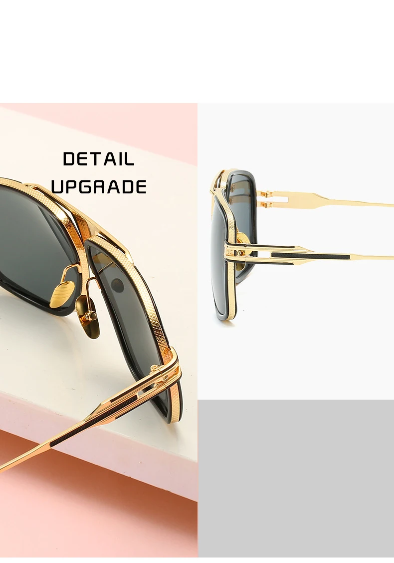 Klassieke Luxe Mannen Zonnebril Glamour Fashion Brand Zonnebril Voor Vrouwen Mirrored Retro Vintage Vierkante Designer Shades