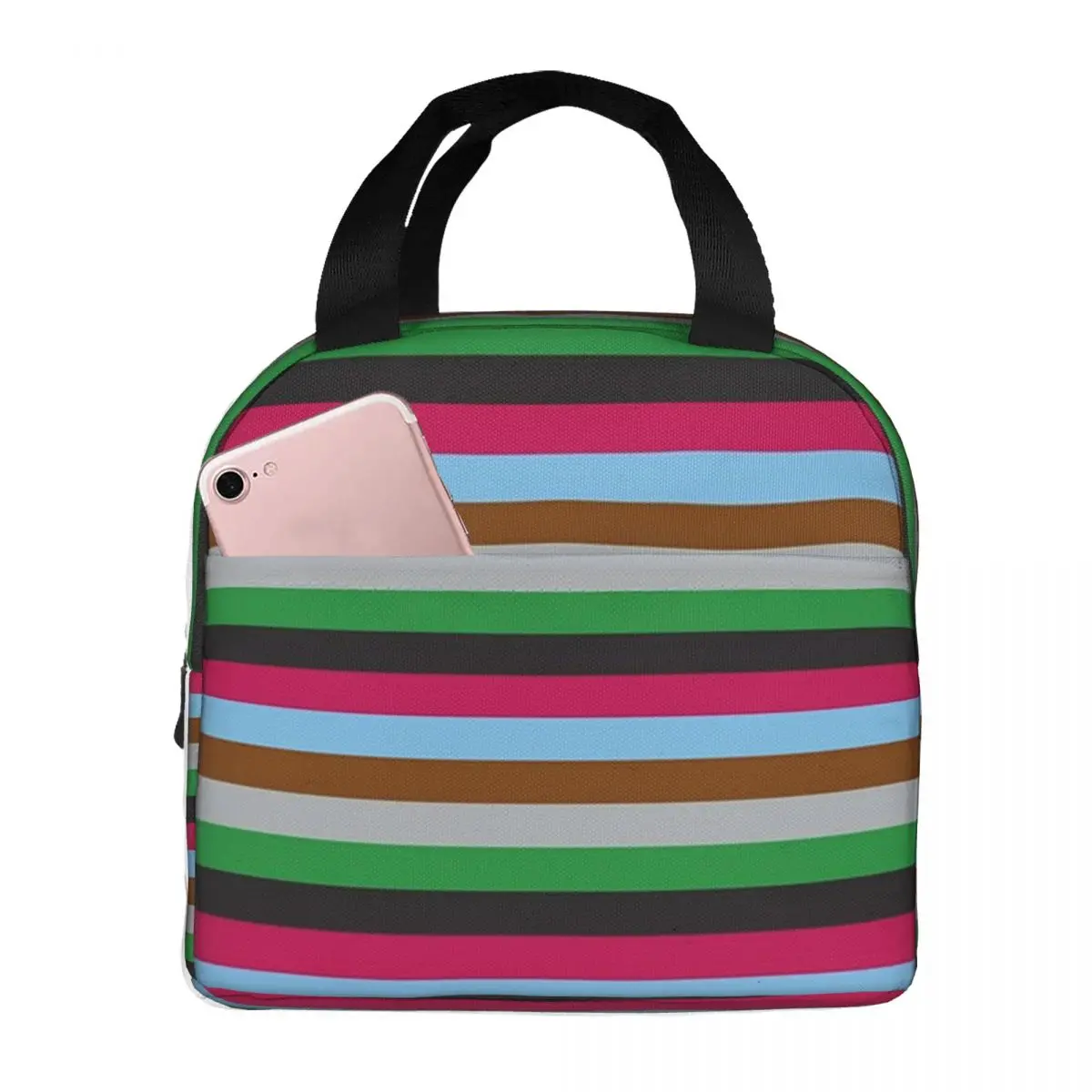 Harlequins Rugby Striped Lunch Bags Insulated Bento Box Lunch Tote Leakproof Picnic Bags Thermal Bag for Woman Girl Work