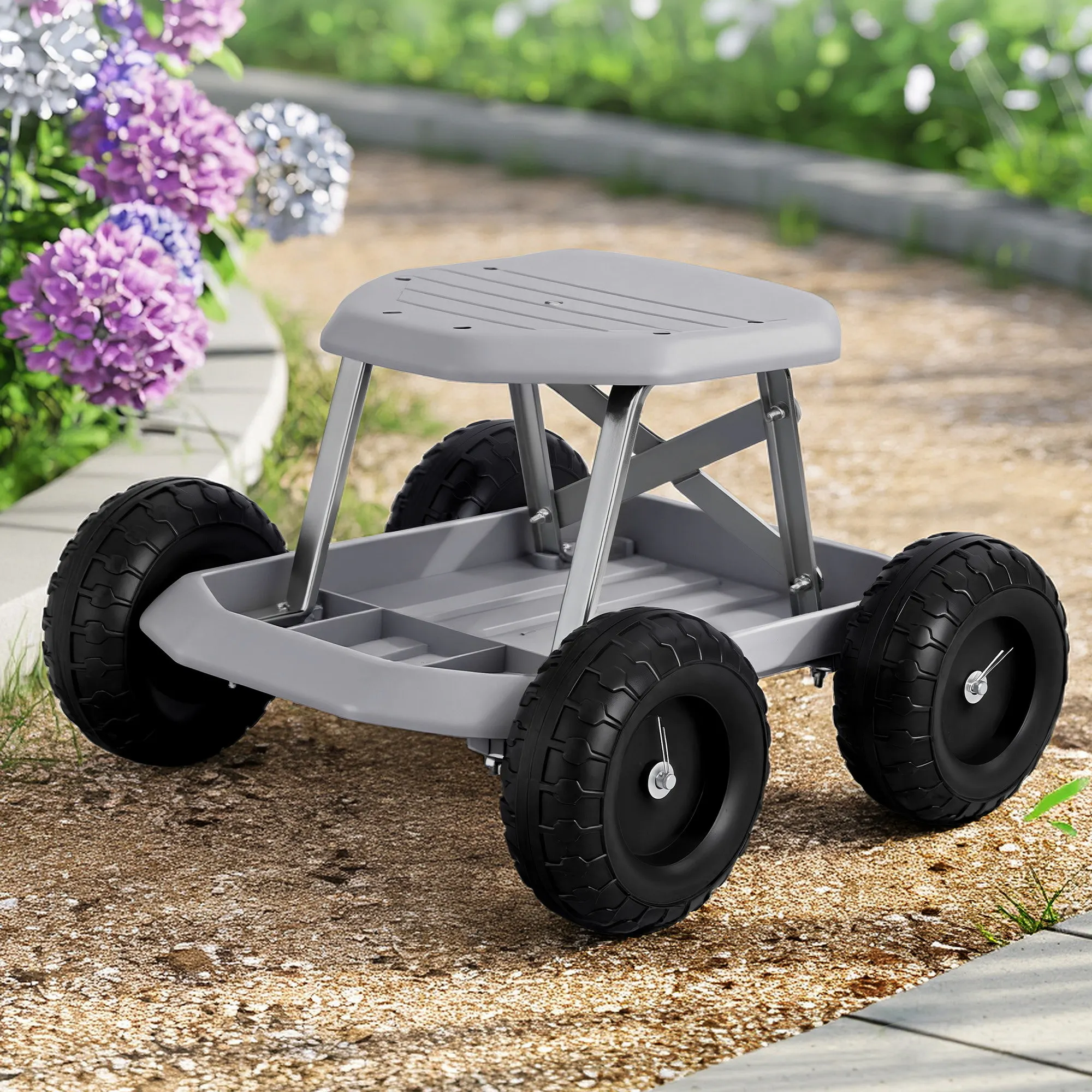 Gardeon Heavy Duty Garden Cart with Rolling Stool