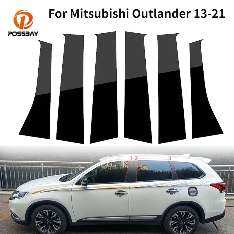 

6Pcs/set Car Pillar Posts Door Window Trim Cover Sticker for Mitsubishi Outlander 2013 2014 2015 2016 2017 2018 2019 2020 2021