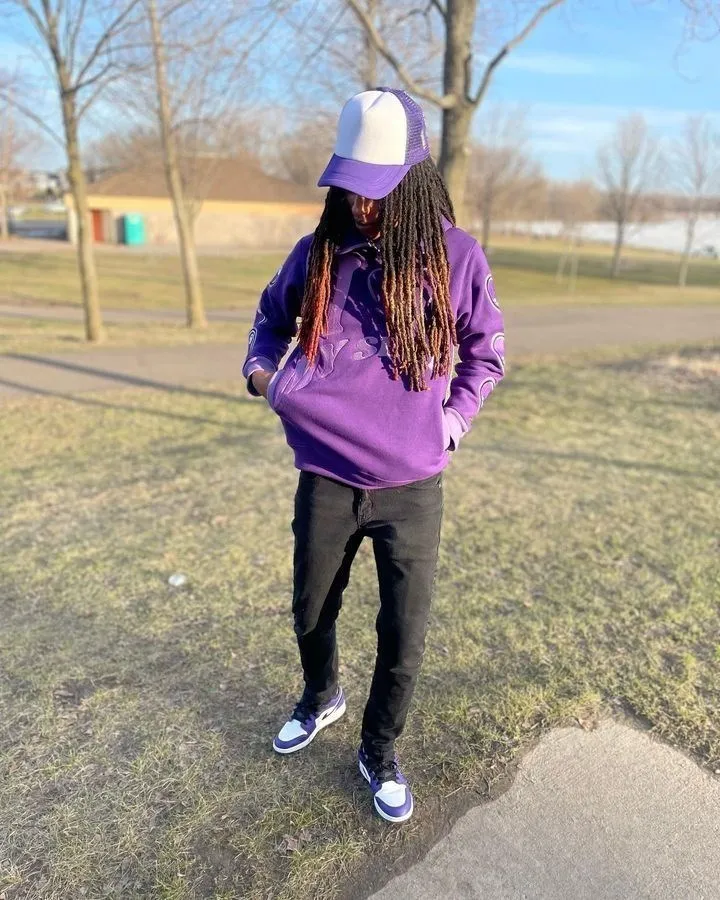 New Purple High Neck Pullover Half Zip Sweatshirt Vintage y2k High Street Hip Hop Rap KPOP Dance overzie Tops Clothes Jacket
