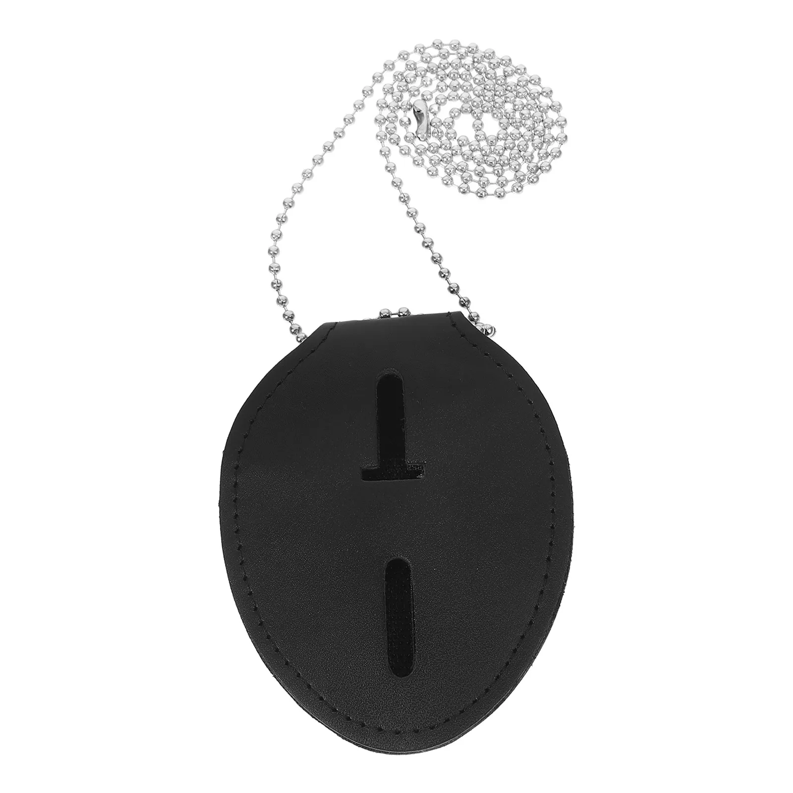 Universal Badge Holder PU Card Protector with Stationary Clip Chain for Work Id Security Badge Holder Heavy Duty Work
