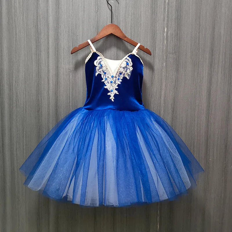 

Adult Women's White Swan Lake Ballet Skirt Dance Performance Costume Children's Velvet Top Ballerina Dress for Kids Girls