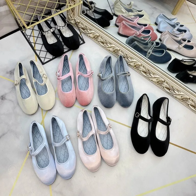 Women Flats Shoes New Ballet Shoes velvet Mary Jane Round Toe Bow-knot Ladies Shallow Female Casual Slip on Loafers Ladies