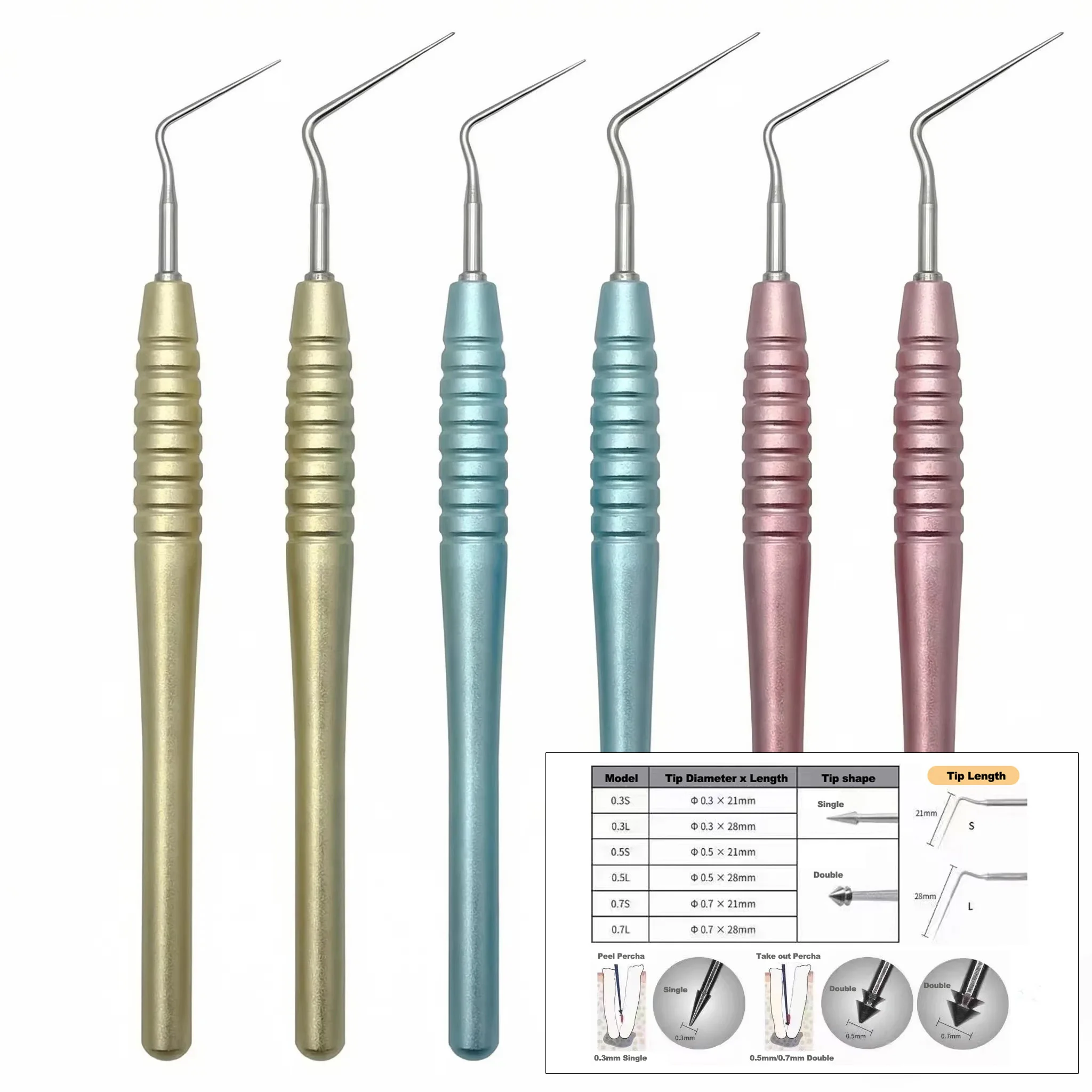 6PCS/Set Dental Endo GPRS GP Remover Spear High Precision Root Tip & Foreign Body Extractor Endodontic Instrument
