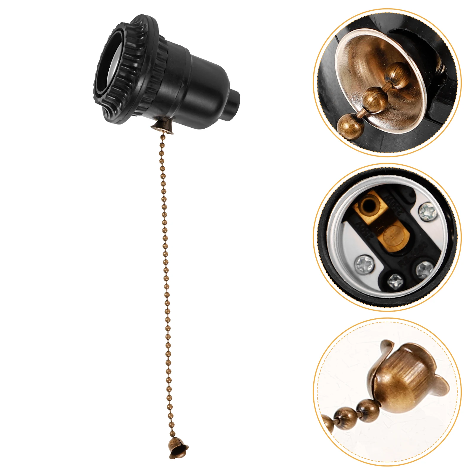 

Lamp Holder Pull Chain Socket Base for Desk Lamp Assembly Black Color Strong Bearing Lighting Accessory Replacement